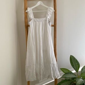 Square neck midi button up shift beach dress